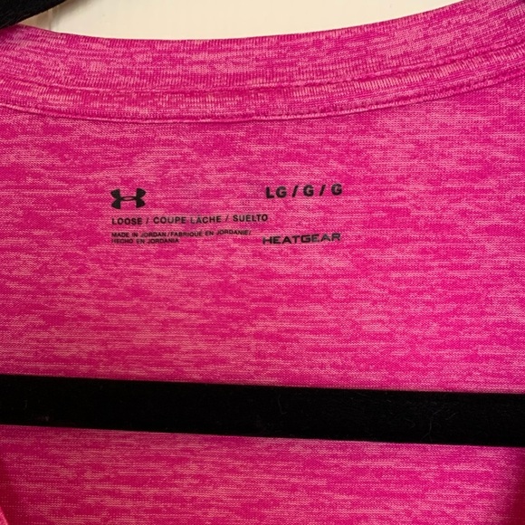 Under Armour HearGear Heather Pink workout shirt size Large. Stretchy & lightwt - Picture 4 of 6